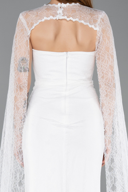 Standesamtkleid Lang Spitze Weiß ABU5614