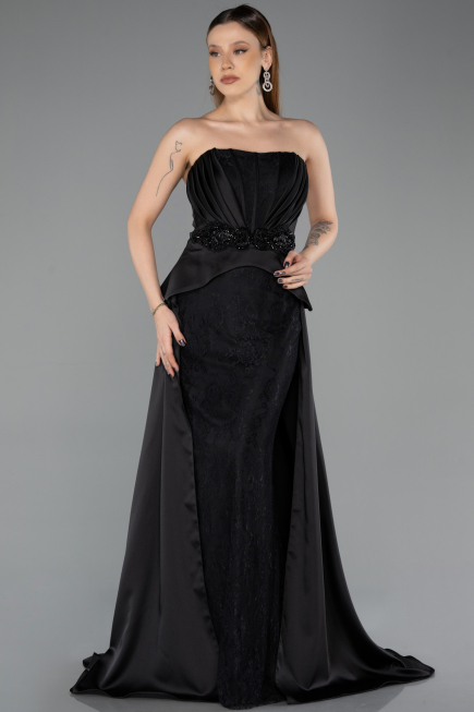 Abendkleid Lang Spitze Schwarz ABU5615