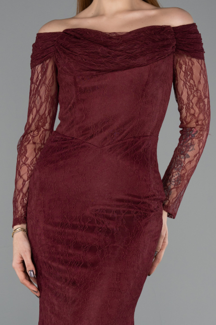 Abendkleid Lang Spitze Weinrot ABU5617