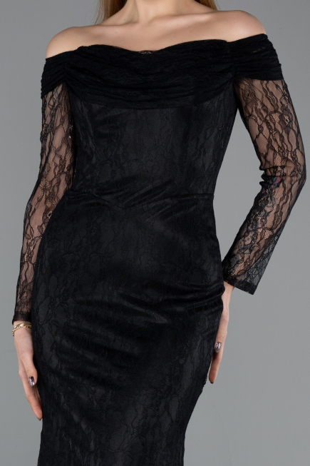 Abendkleid Lang Spitze Schwarz ABU5617