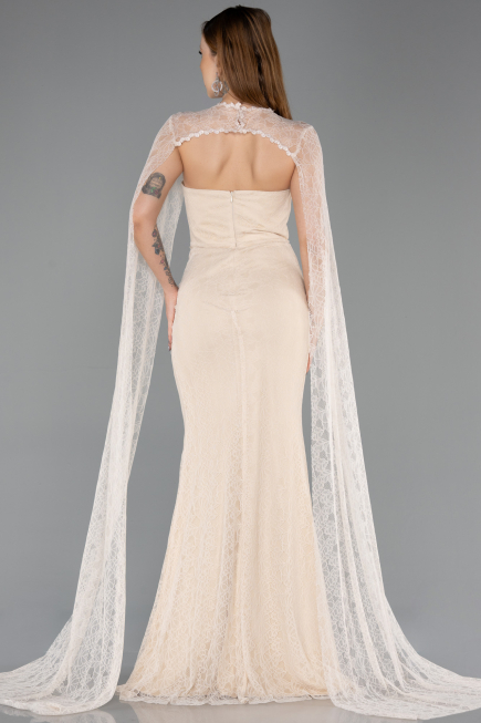 Standesamtkleid Lang Spitze Beige ABU5614