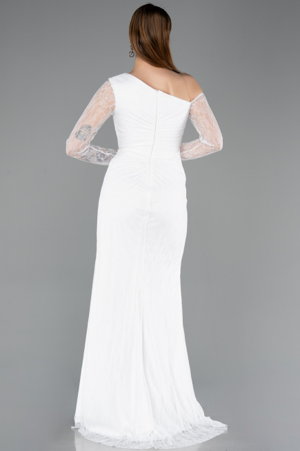 Standesamtkleid Lang Spitze Weiß ABU5618