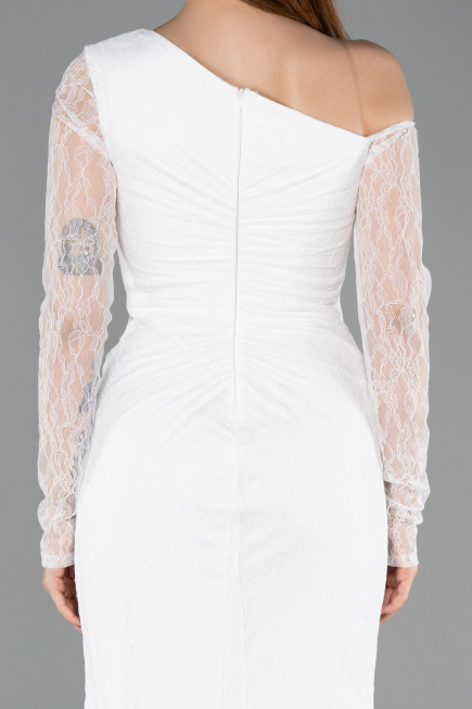 Standesamtkleid Lang Spitze Weiß ABU5618