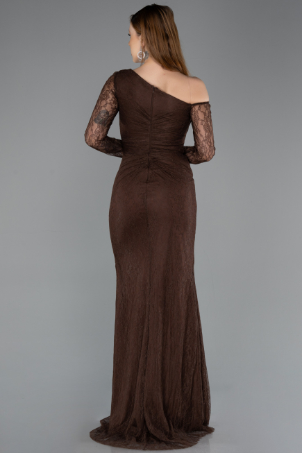 Standesamtkleid Lang Spitze Braun ABU5618