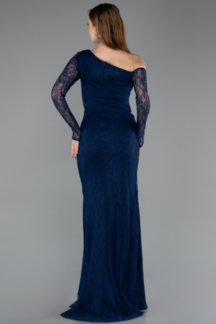 Standesamtkleid Lang Spitze Marineblau ABU5618
