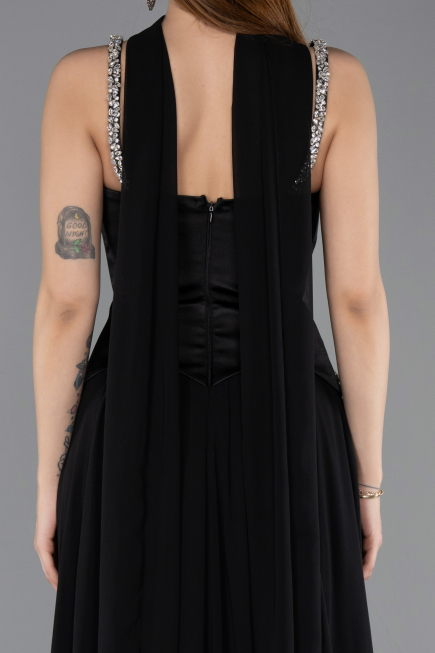 Abendkleid Lang Chiffon Schwarz ABU5619