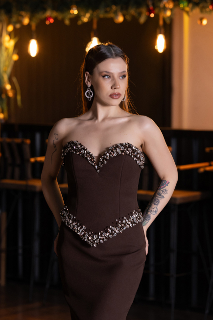 Abendkleid Lang Braun ABU5610