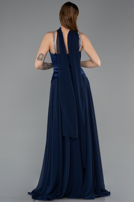 Abendkleid Lang Chiffon Marineblau ABU5619