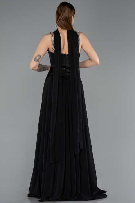 Abendkleid Lang Chiffon Schwarz ABU5619