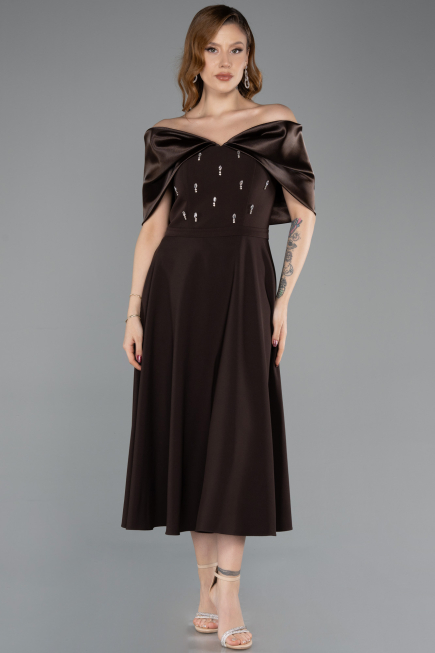 Abendkleid Midi Braun ABK2523