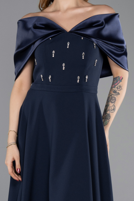 Abendkleid Midi Marineblau ABK2523