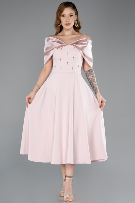 Abendkleid Midi Puder ABK2523