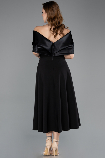 Abendkleid Midi Schwarz ABK2523