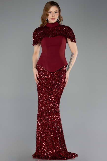 Abendkleid Lang Weinrot ABU5640