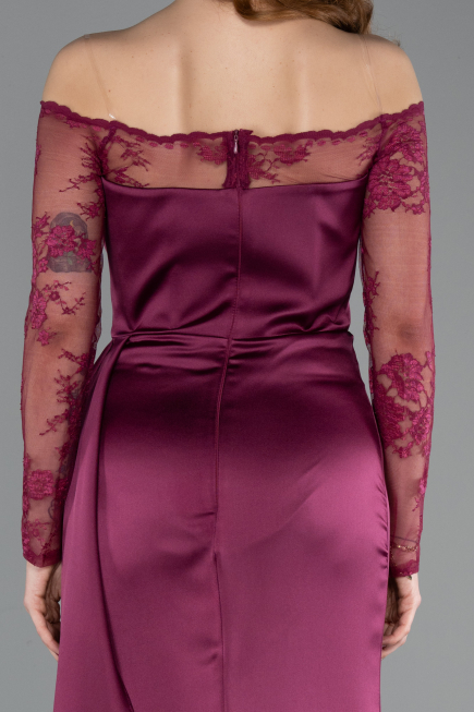 Abendkleid im Meerjungfrau-Stil Lang Satin Pflaume ABU5641