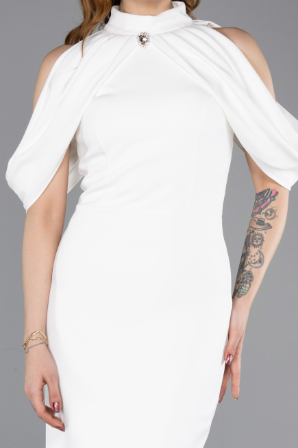 Abendkleid Midi Weiß ABK2517