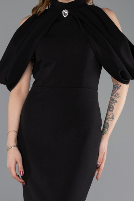 Abendkleid Midi Schwarz ABK2517