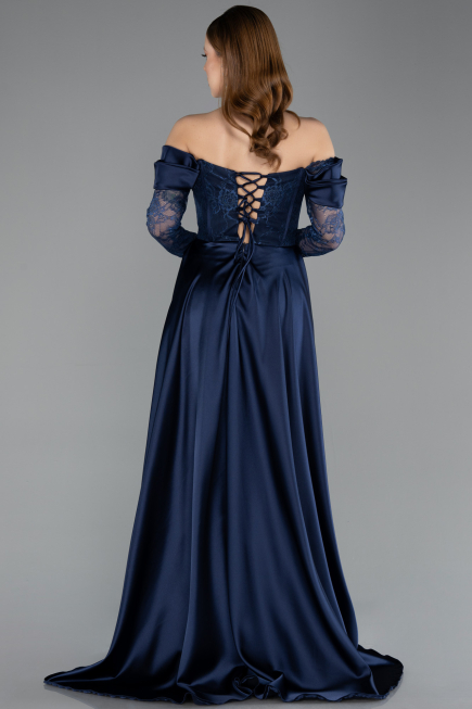 Abendkleid Lang Spitze Marineblau ABU5653