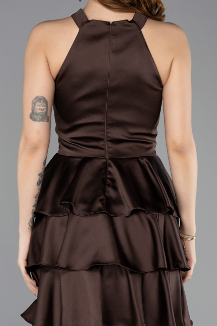 Partykleid Kurz Satin Braun ABK2528