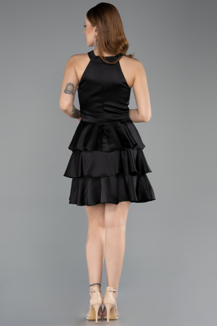 Partykleid Kurz Satin Schwarz ABK2528