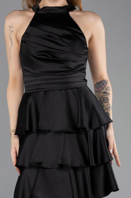 Partykleid Kurz Satin Schwarz ABK2528