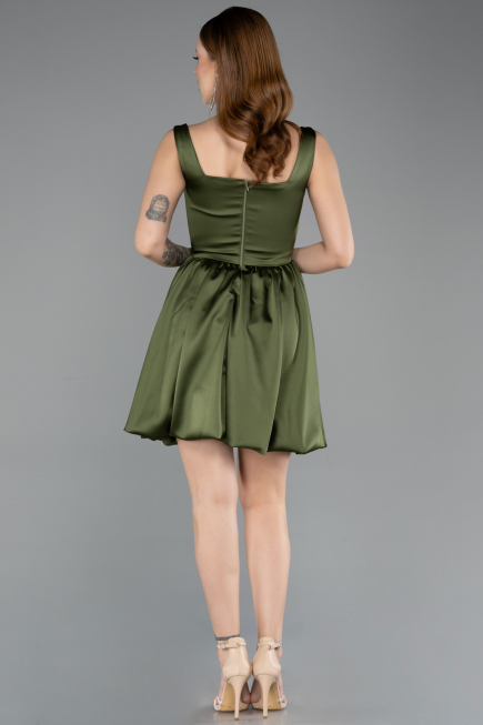 Abendkleid Kurz Satin Khaki ABK2529