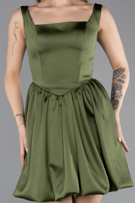 Abendkleid Kurz Satin Khaki ABK2529