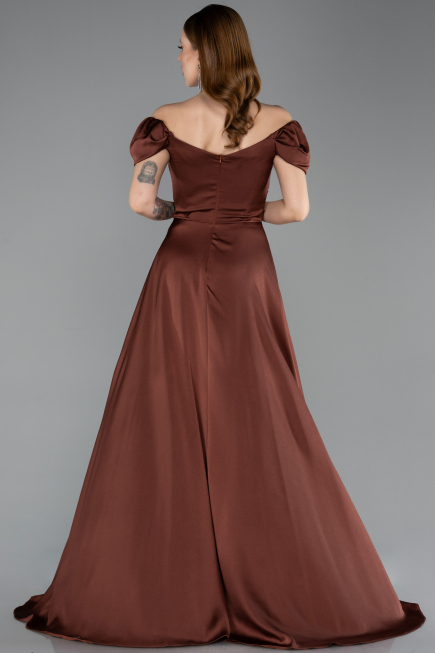 Braun Abschlusskleid Satin Lang ABU4508