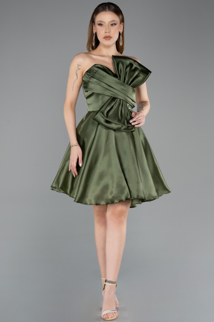 Partykleid Kurz Satin Khaki ABK2510