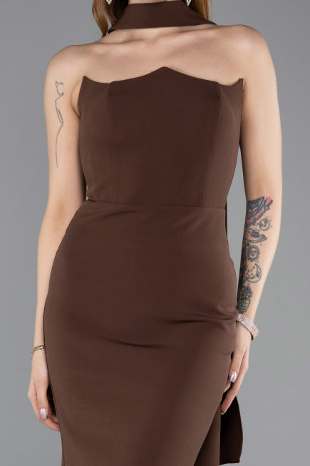 Abendkleid im Meerjungfrau-Stil Lang Braun ABU5627