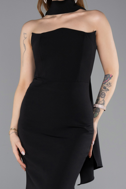 Abendkleid im Meerjungfrau-Stil Lang Schwarz ABU5627