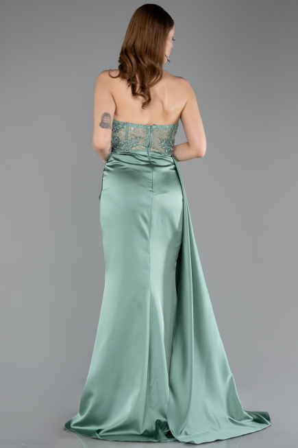 Minzgrün Abendkleid Satin Lang ABU5578