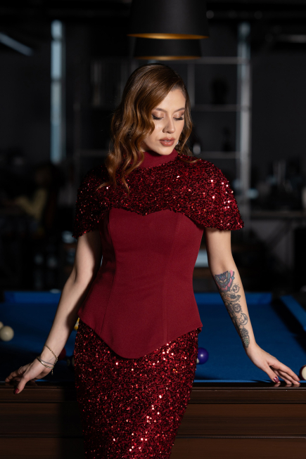 Abendkleid Lang Weinrot ABU5640
