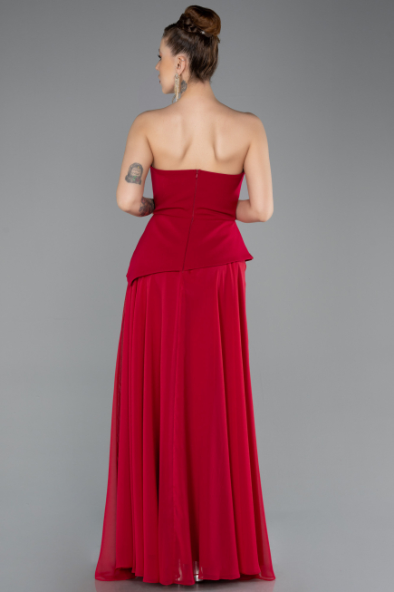 Abendkleid Lang Chiffon Fuchsie dunkel ABU5681