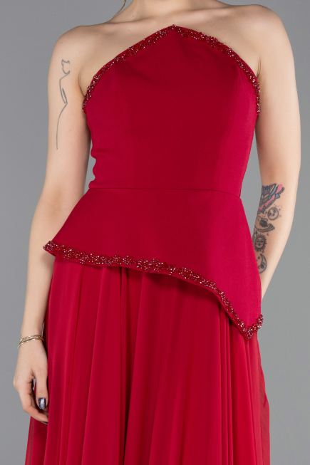 Abendkleid Lang Chiffon Fuchsie dunkel ABU5681