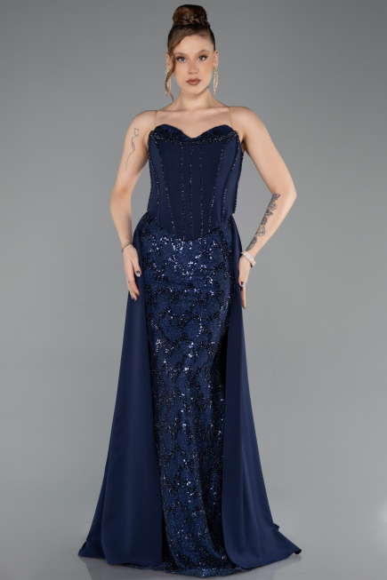 Abendkleid Lang Marineblau ABU5682
