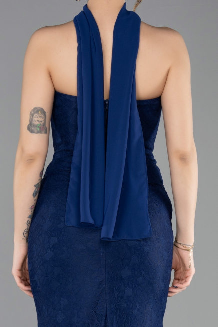 Abendkleid Lang Spitze Marineblau ABU5686