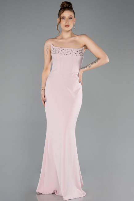 Abendkleid im Meerjungfrau-Stil Lang Puder ABU5680