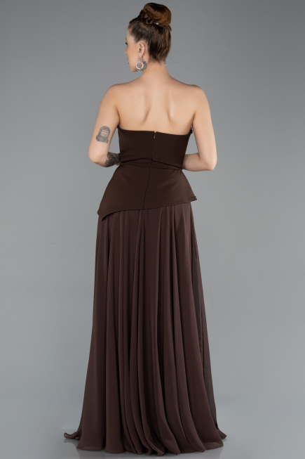 Abendkleid Lang Chiffon Braun ABU5681