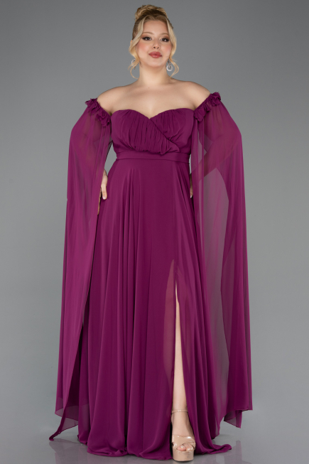 Pflaume Kleider İn Großen Größen Chiffon Lang ABU3464