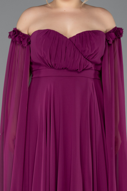 Pflaume Kleider İn Großen Größen Chiffon Lang ABU3464