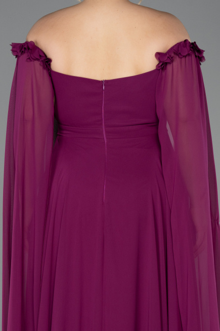 Pflaume Kleider İn Großen Größen Chiffon Lang ABU3464