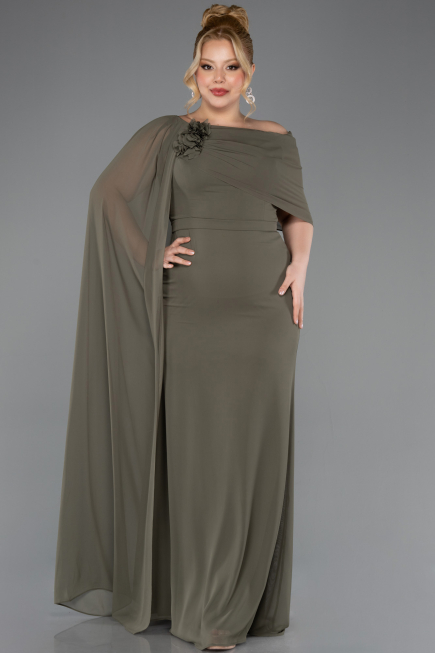 Khaki Abendgarderobe İn Großen Größen Chiffon Lang ABU5419
