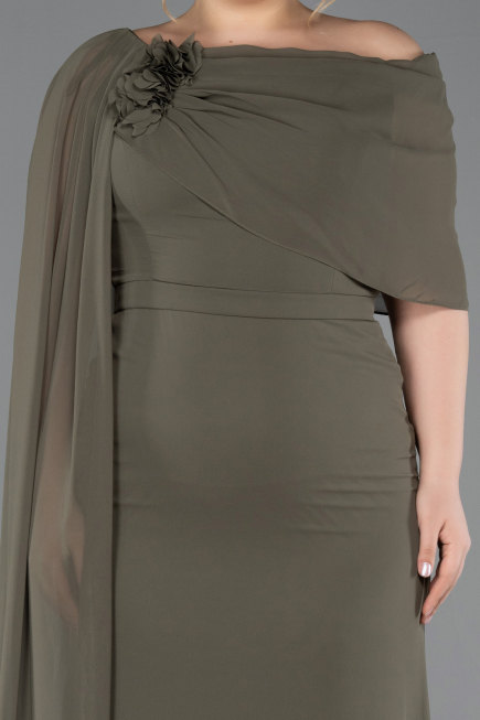 Khaki Abendgarderobe İn Großen Größen Chiffon Lang ABU5419