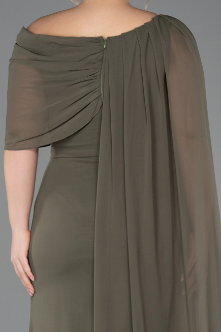 Khaki Abendgarderobe İn Großen Größen Chiffon Lang ABU5419