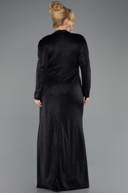 Hijab-Kleid İn Übergröße Lang Schwarz ABU5502