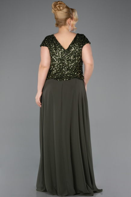 Abendgarderobe in Großen Größen Lang Chiffon Khaki ABU5651