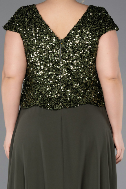 Abendgarderobe in Großen Größen Lang Chiffon Khaki ABU5651
