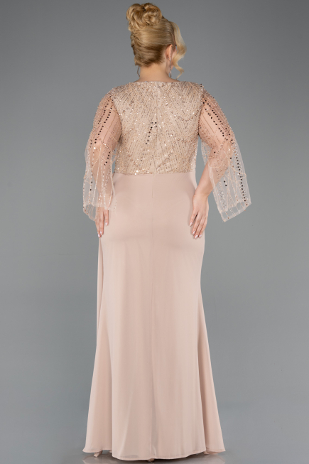 Abendgarderobe in Großen Größen Lang Chiffon Gold ABU5624
