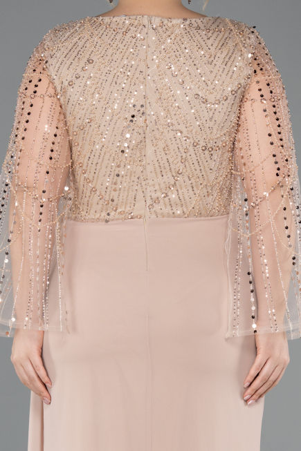 Abendgarderobe in Großen Größen Lang Chiffon Gold ABU5624